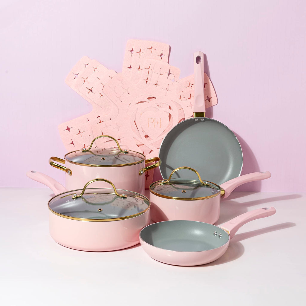12 Piece Pink Nonstick Cookware Set R521408