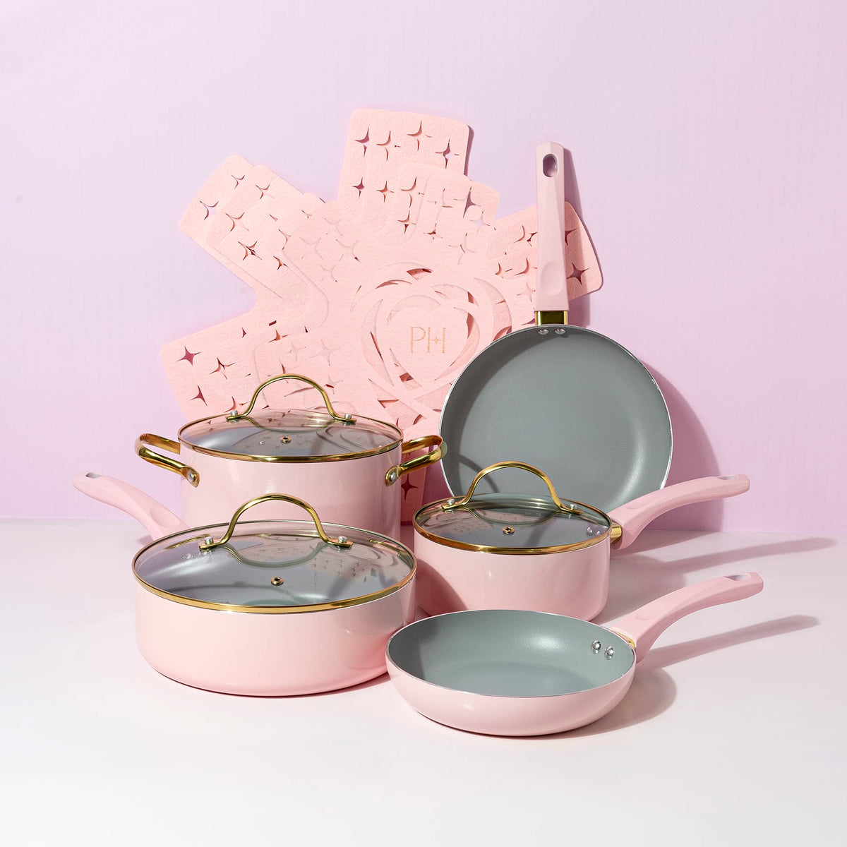 12 Piece Pink Nonstick Cookware Set R521408