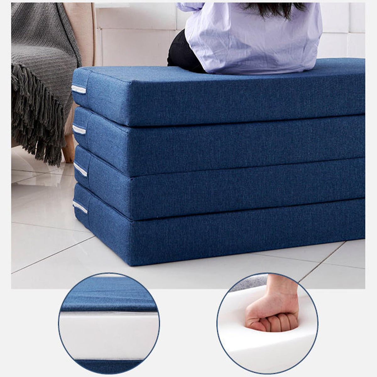 Folding Memory Foam Mattress with Washable Fabric Cover G3572