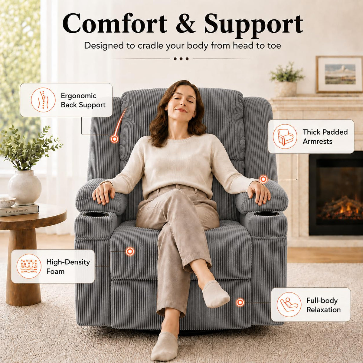 Grey Swivel Rocker Recliner N946