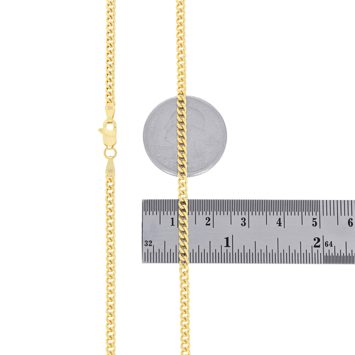 14k Yellow Gold Cuban Chain Necklace D9003