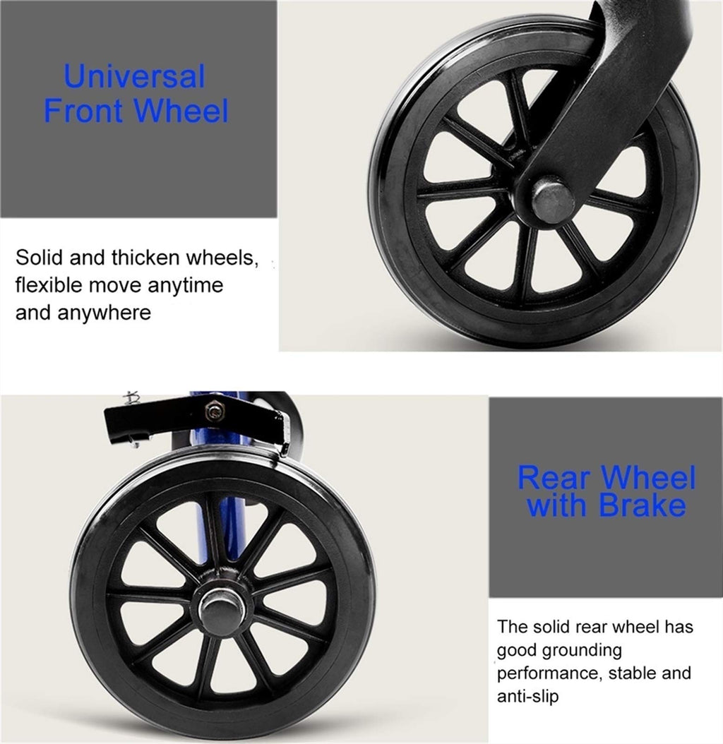 Blue Rolling Walker with Seat Basket Brakes R282416