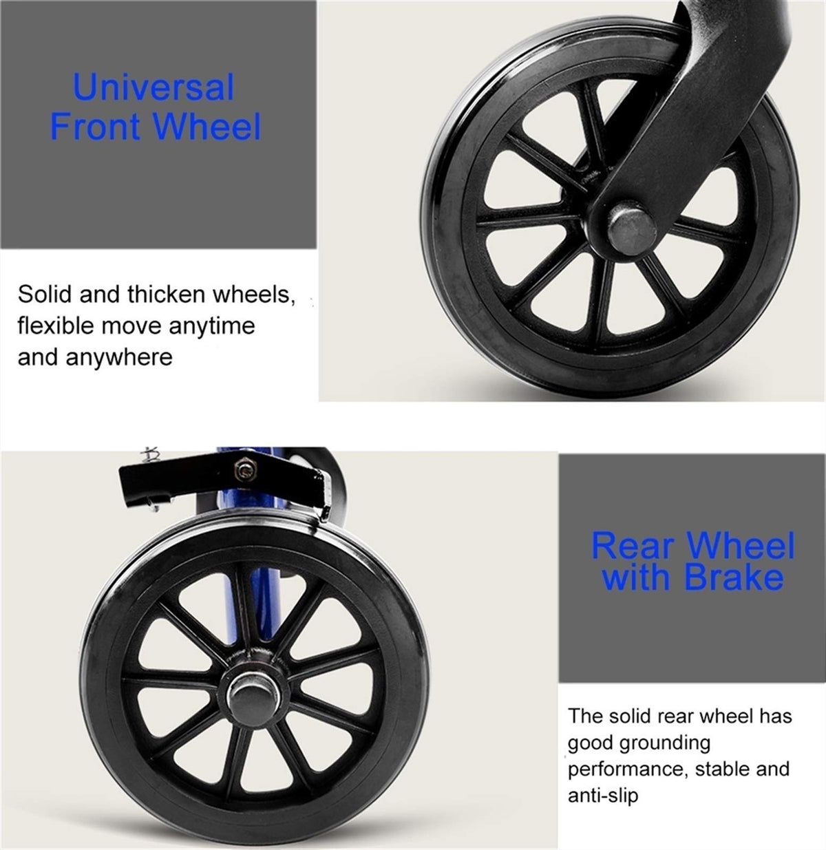 Blue Rolling Walker with Seat Basket Brakes R282416