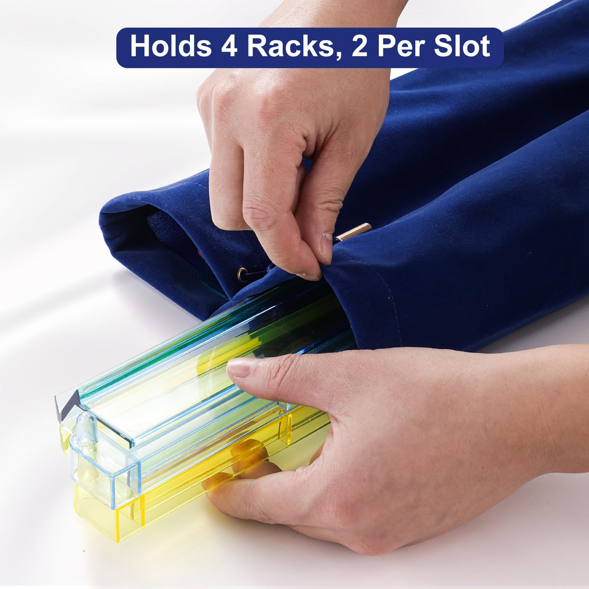 Blue Velvet Drawstring Storage Bag with 2 Compartments G572517