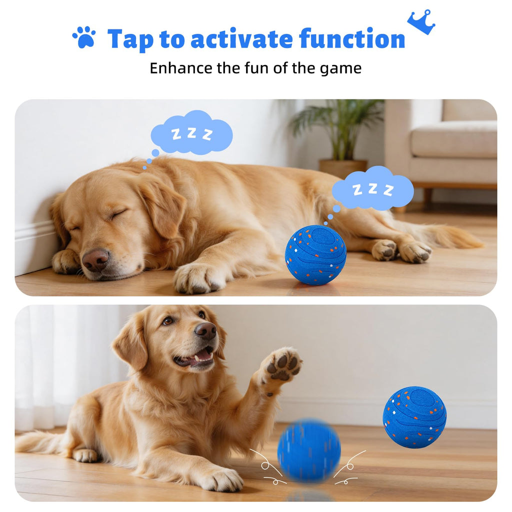 Interactive Dog Toy Ball Automatic Moving Bouncing Rotating E-TPU Waterproof Blue R587831