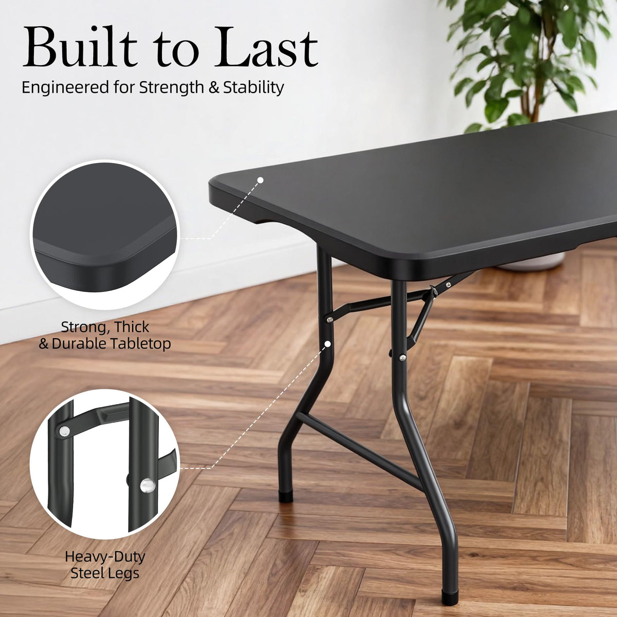 6FT Heavy Duty Foldable Plastic Table Z161812