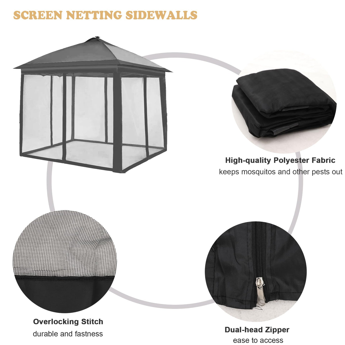 Black 10x10 FT Mosquito Netting Replacement C3345