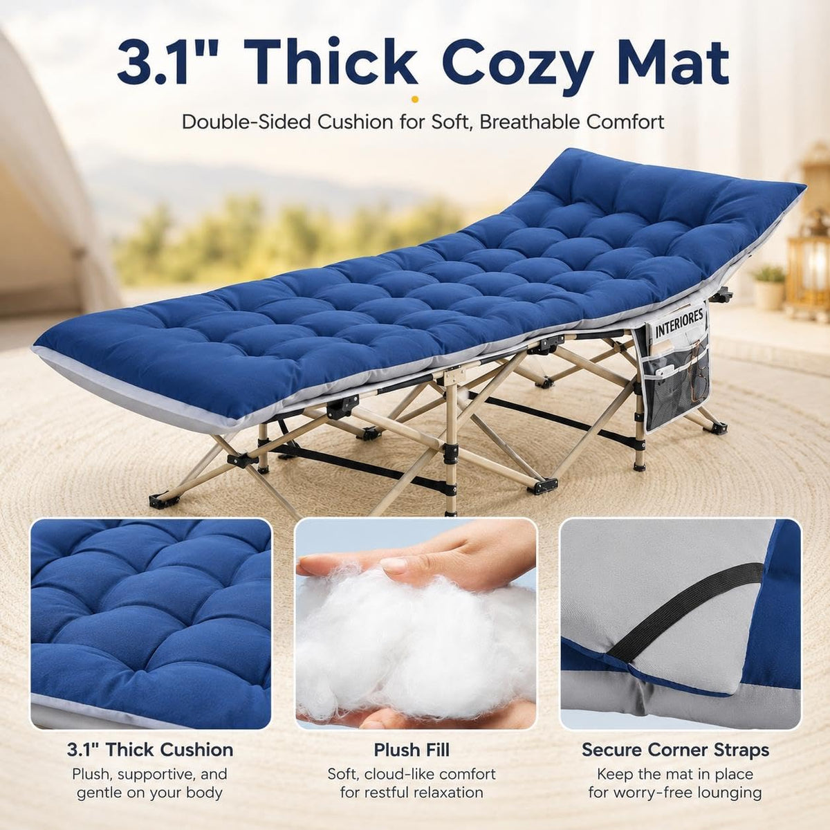 Folding Camping Cot with Thick Mat & Carry Bag R85225