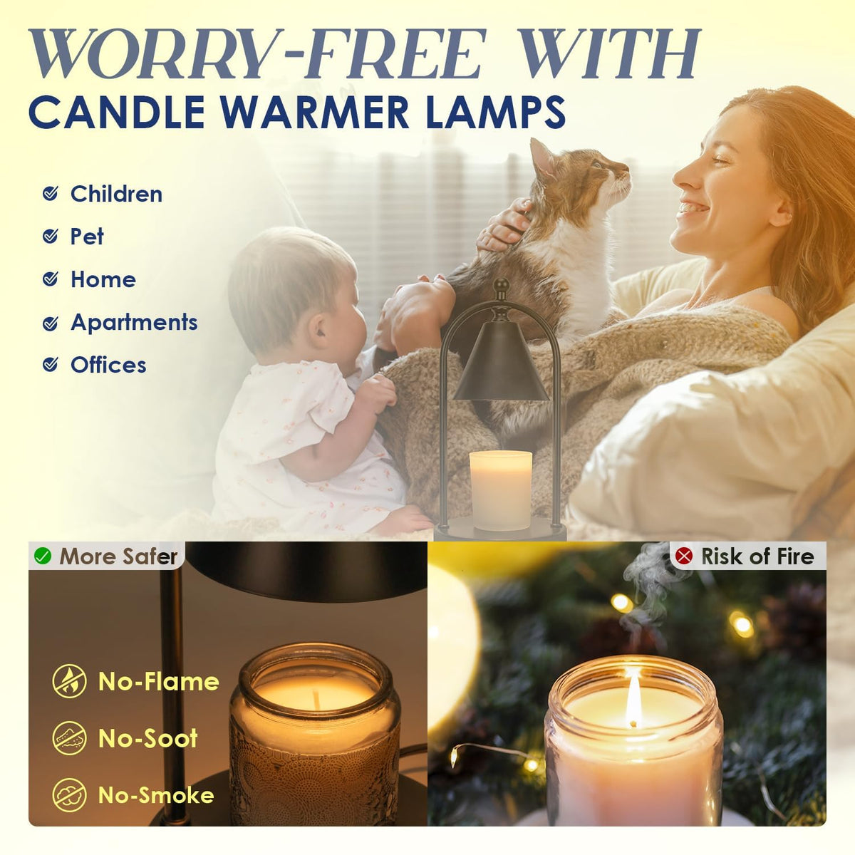 Black Candle Warmer Lamp with Timer I12386