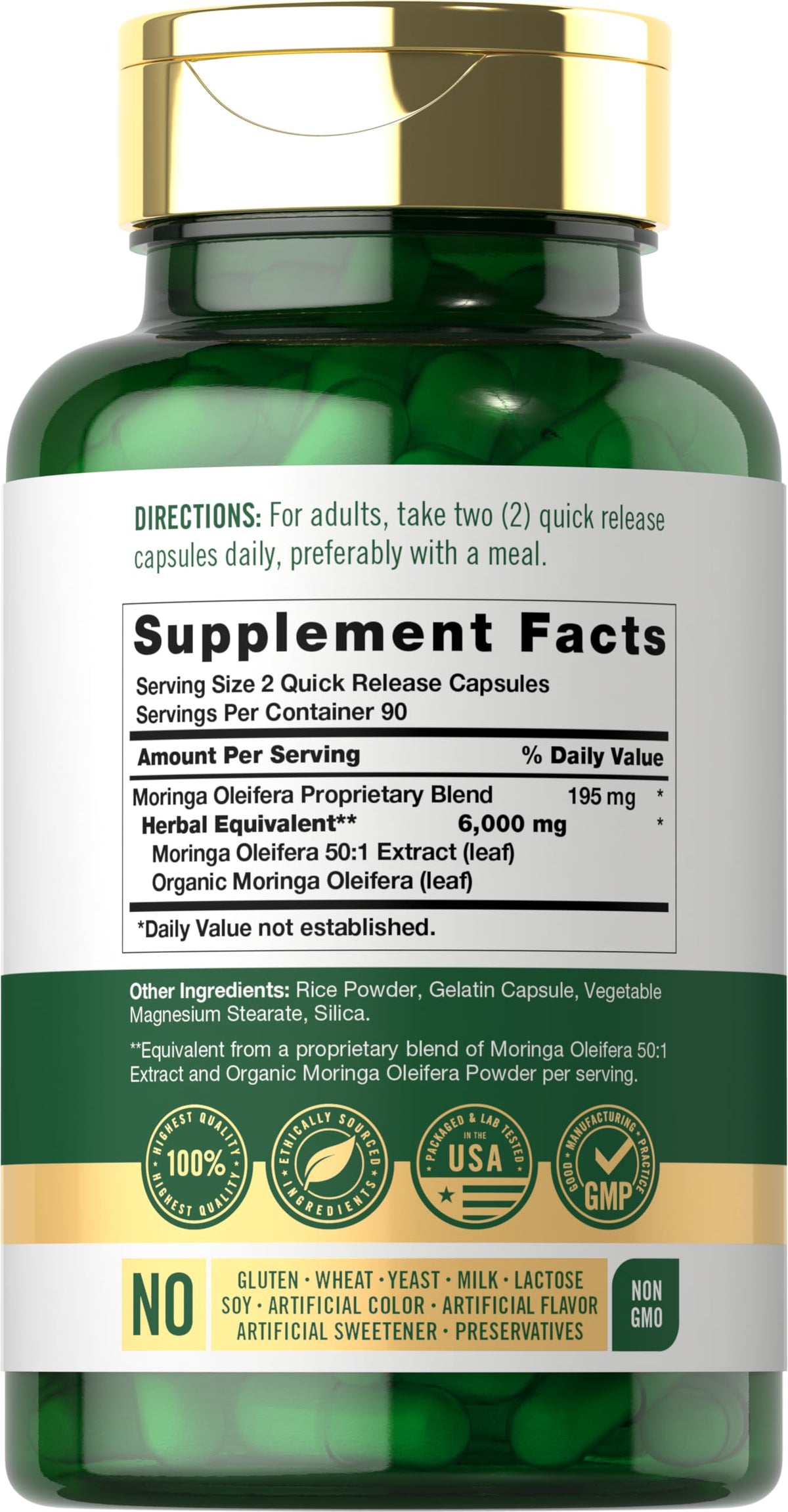Moringa Oleifera Supplement 180 Capsules V562