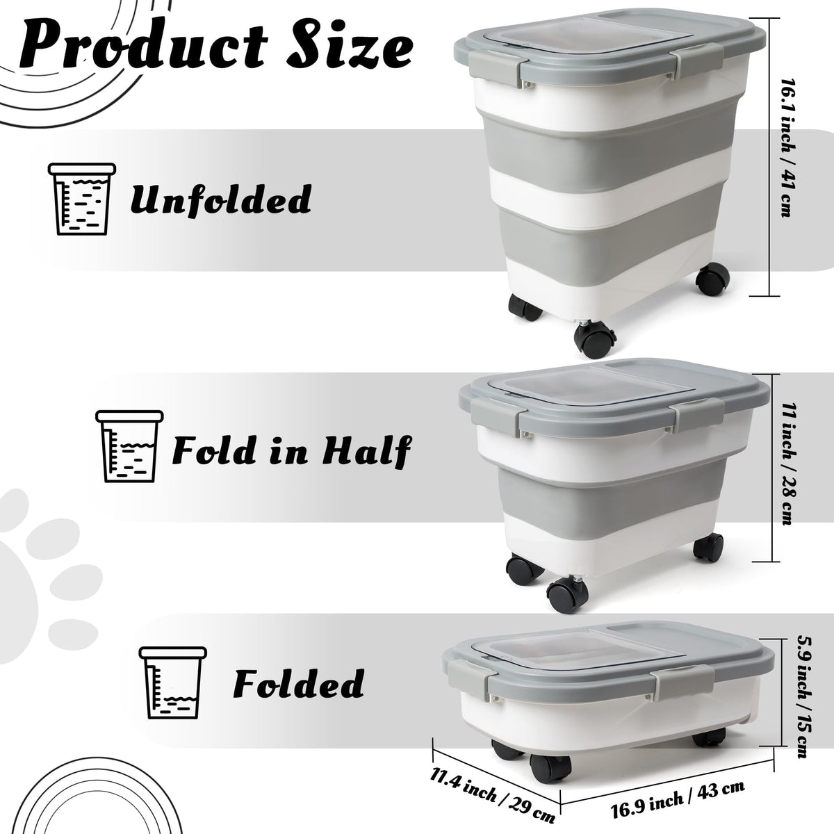 Collapsible Airtight Pet Food Storage Container with Scoop V761