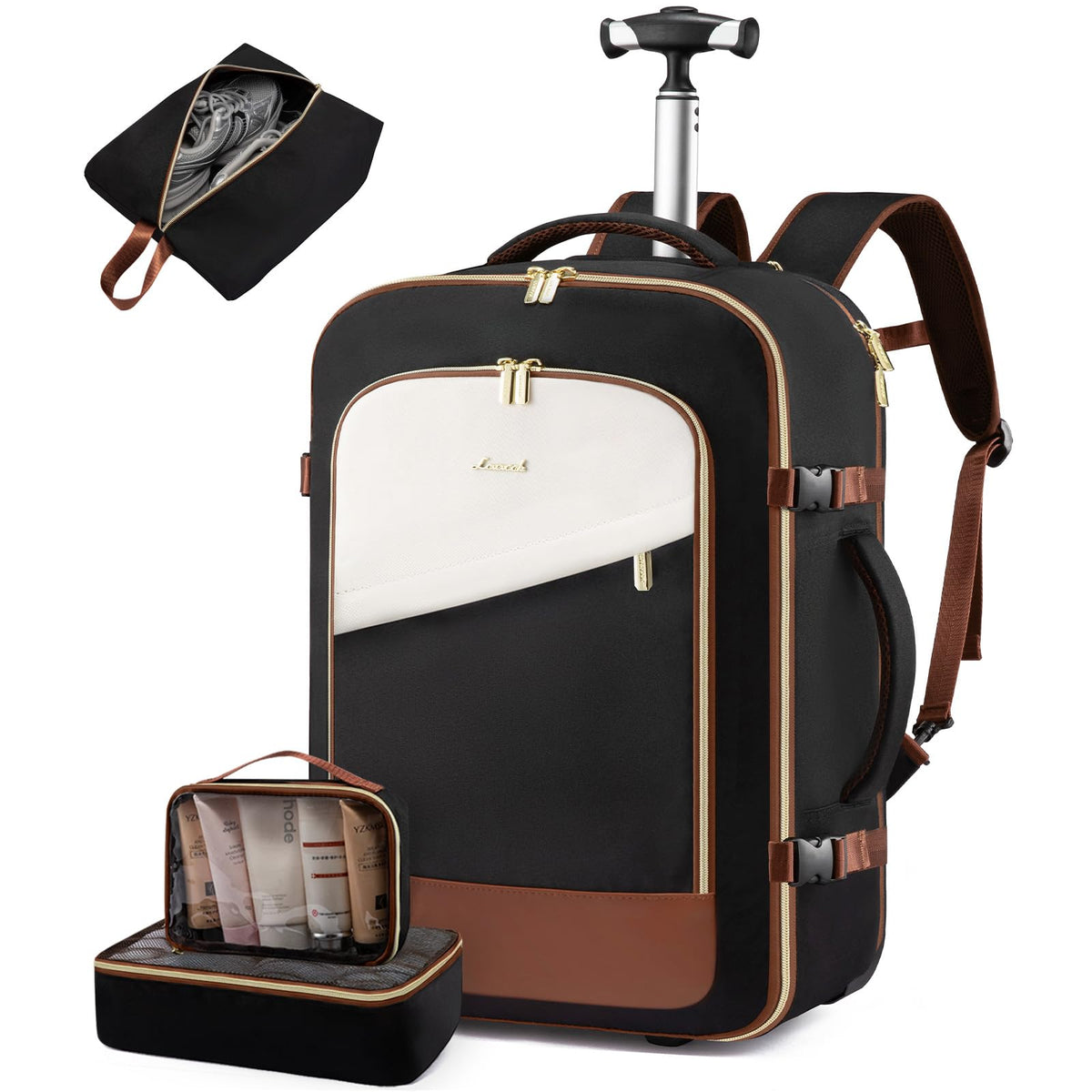 Rolling Backpack with Wheels, 17 Inch 57L Water Resistant F2554
