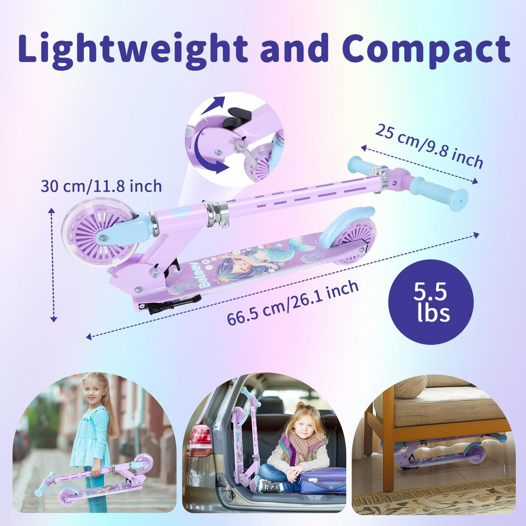 2 Wheel Folding Lightweight Kick Scooter with Light-Up Wheels I641
