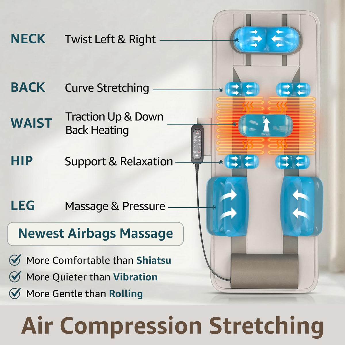 Full Body Massage Mat with Heat, Foldable E2553