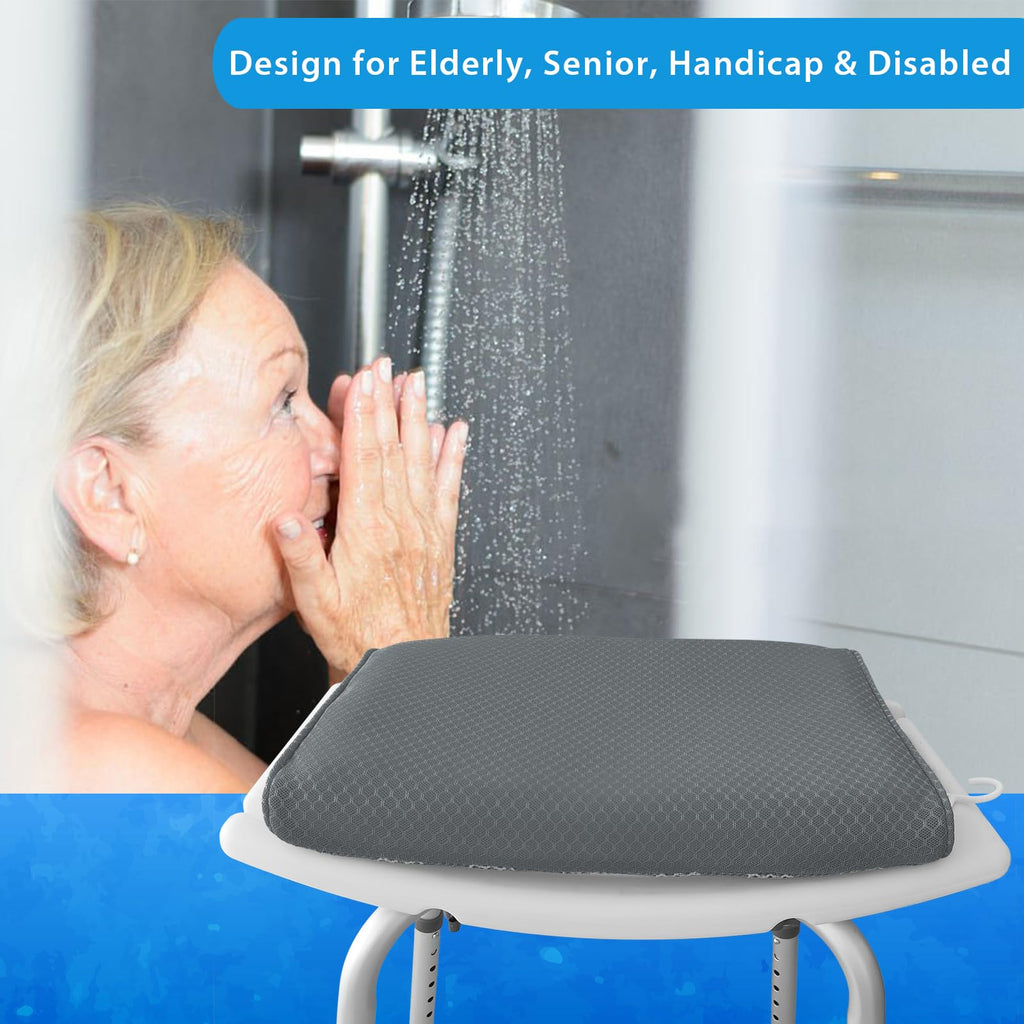 Shower Seat Cushion Non-Slip Washable Gray I940824