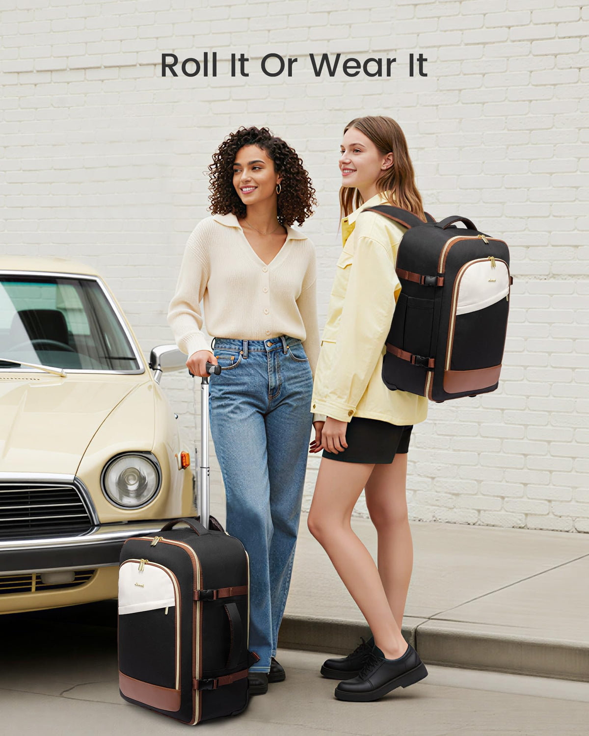 Rolling Backpack with Wheels, 17 Inch 57L Water Resistant F2554