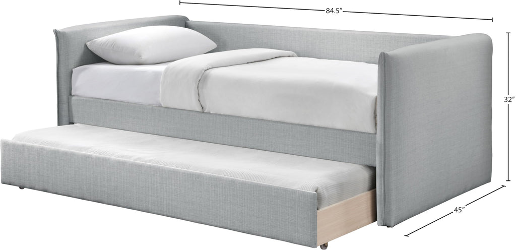 Light Grey Linen Textured Twin Daybed with Trundle M697623