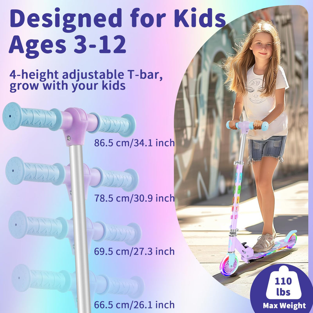 2 Wheel Folding Lightweight Kick Scooter with Light-Up Wheels I641