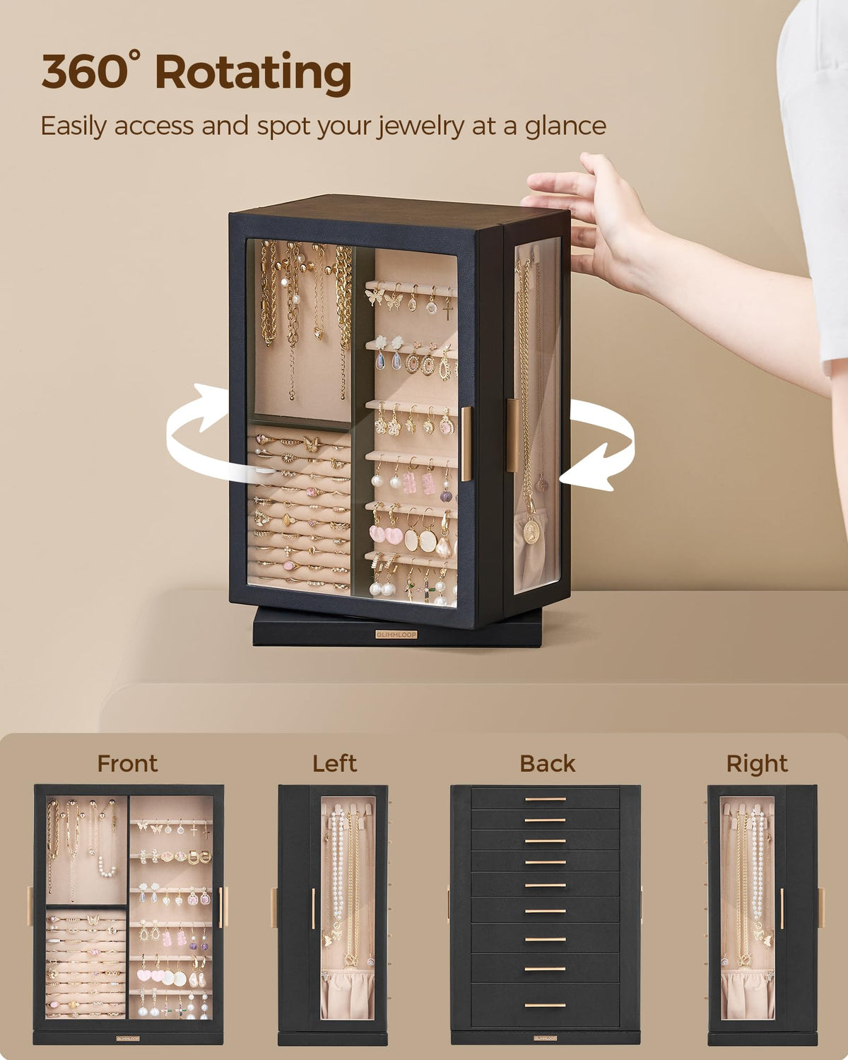 360° Rotating 9 Drawer Jewelry Box S722459