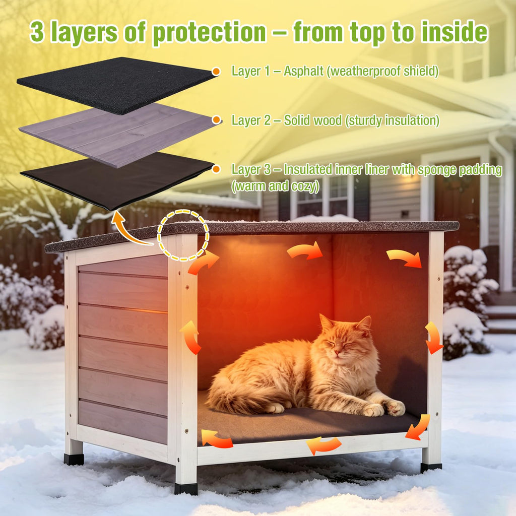 Outdoor Cat House with Insulated Liner B963