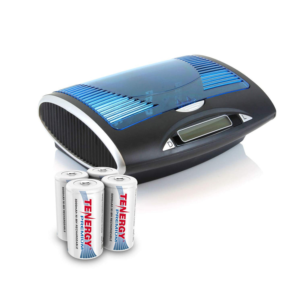 Rechargeable C Batteries and LCD Smart Battery Charger, 4 Pack O202