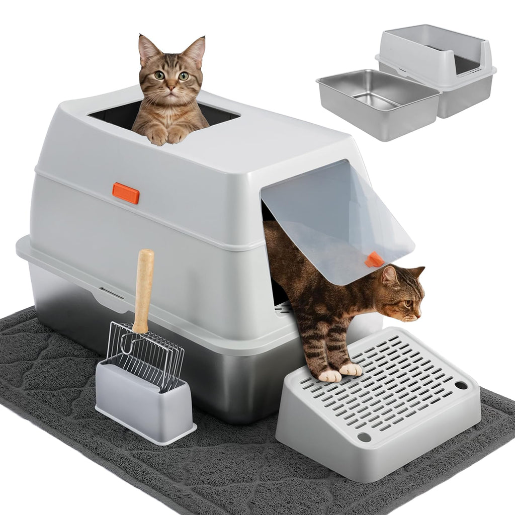 Stainless Steel Extra Large Top Entry Cat Litter Box Set H22471