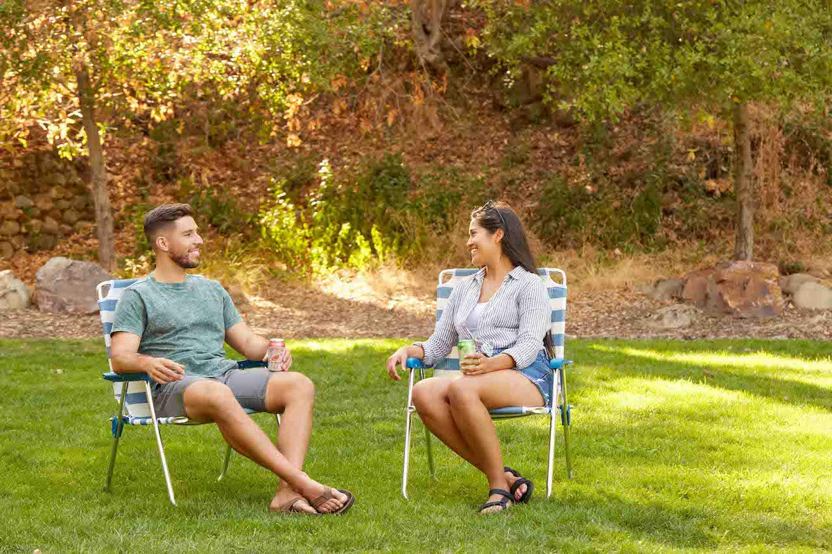Folding Camp Lawn Chair 2 Pack Blue White Z233