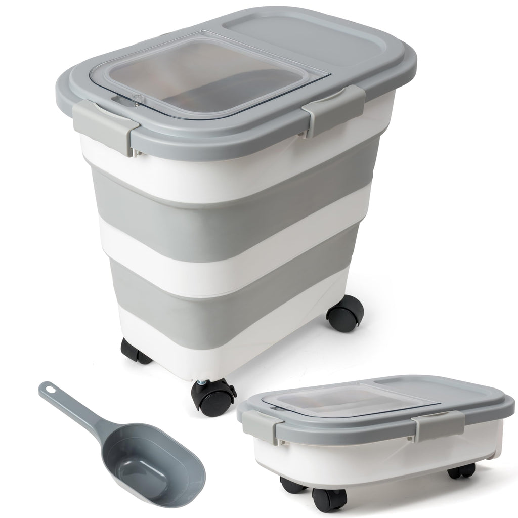 Collapsible Airtight Pet Food Storage Container with Scoop V761