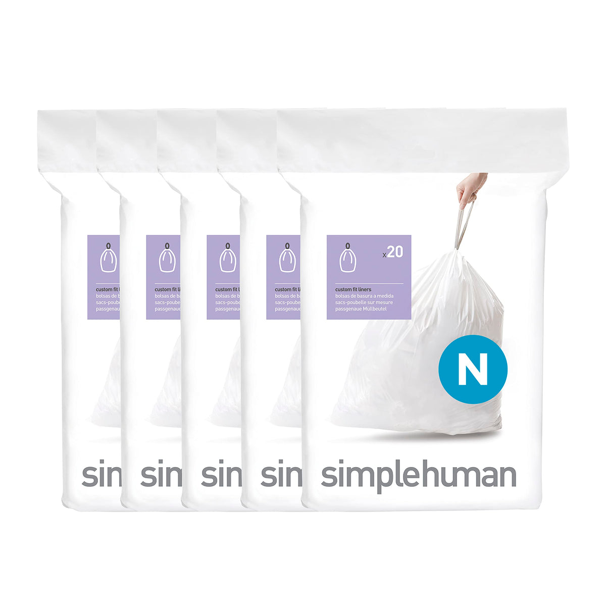 100 Count Drawstring Kitchen Trash Bags, 40-50 Liter, White R68959