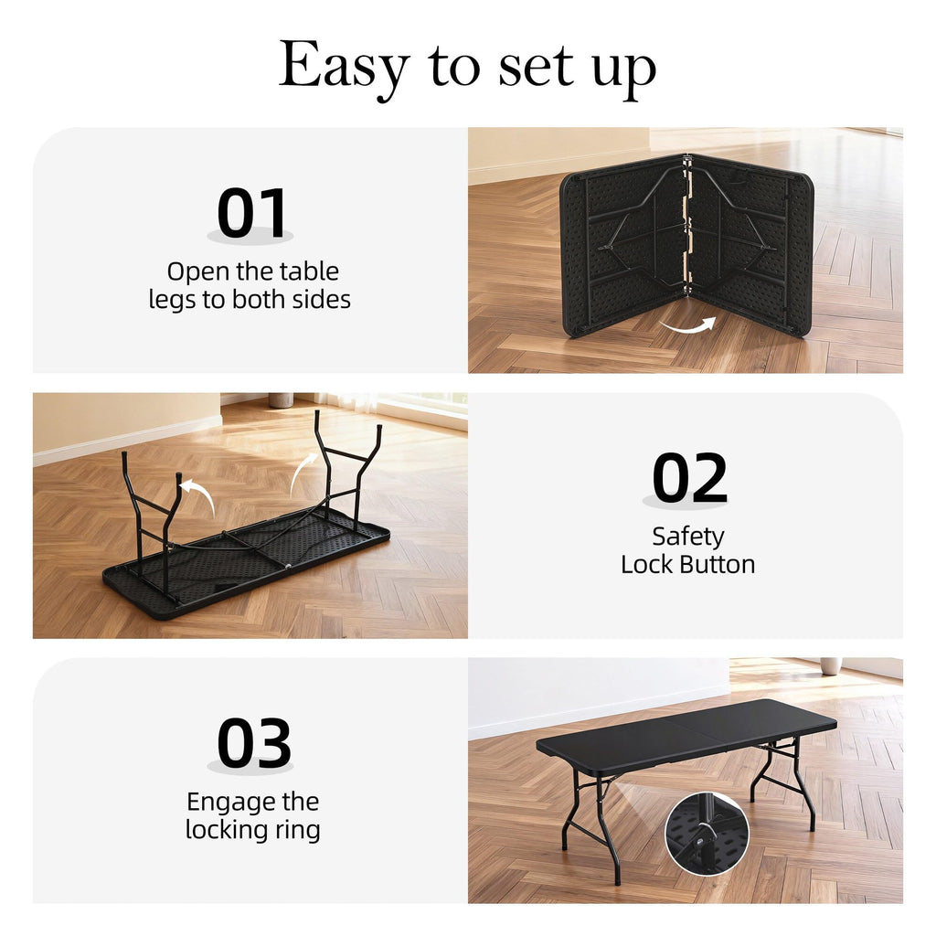 6FT Heavy Duty Foldable Plastic Table Z161812