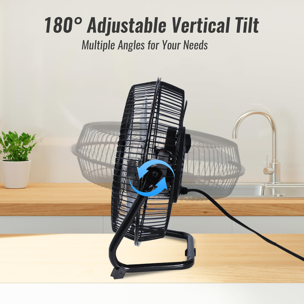 9 Inch Black Metal Floor Fan S2039