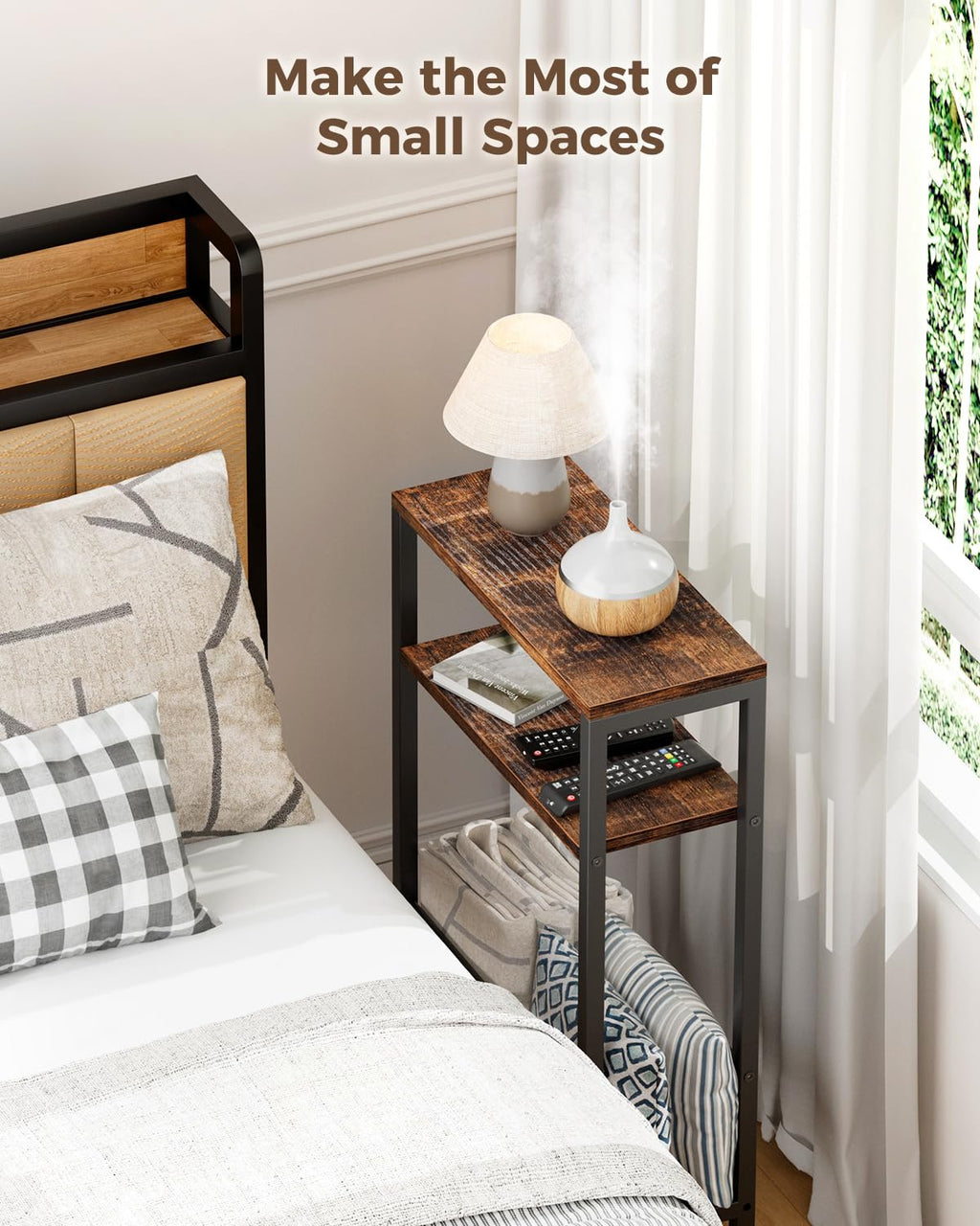 Narrow 3-Tier Wooden Side Table T758