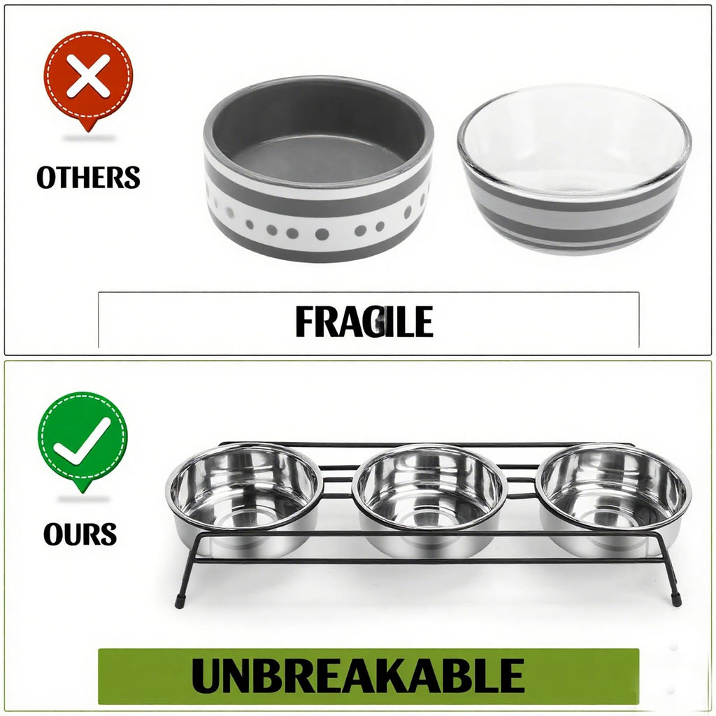Raised Cat Bowls 3 Stainless Steel Y7144