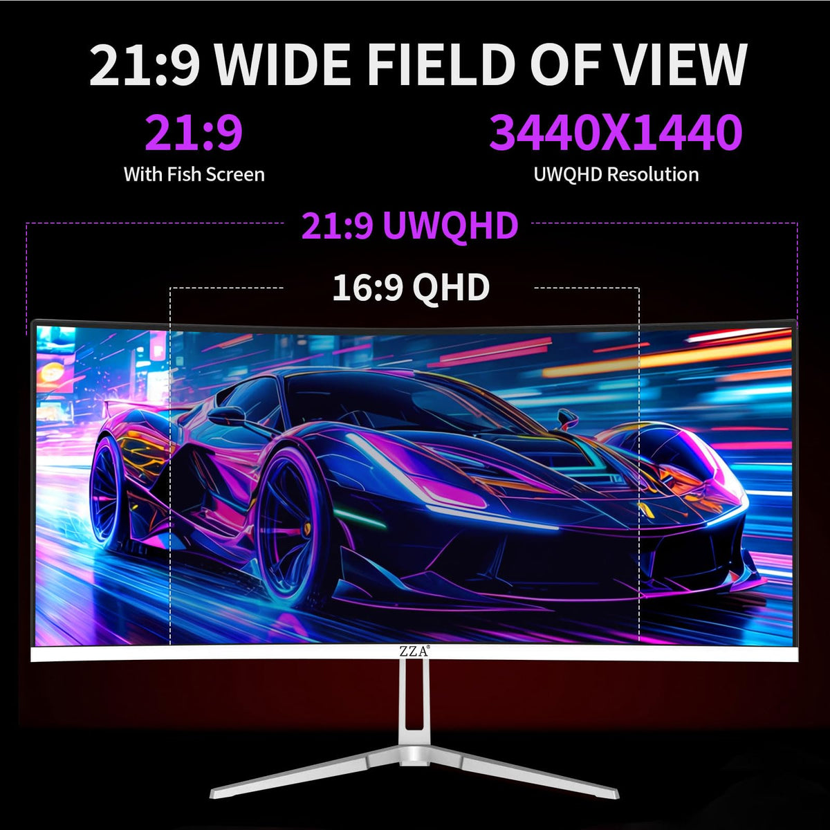 White 34'' Curved Ultrawide Gaming Monitor U563590
