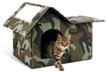 Large Weatherproof Outdoor Cat House with Door and Soft Mat C76098
