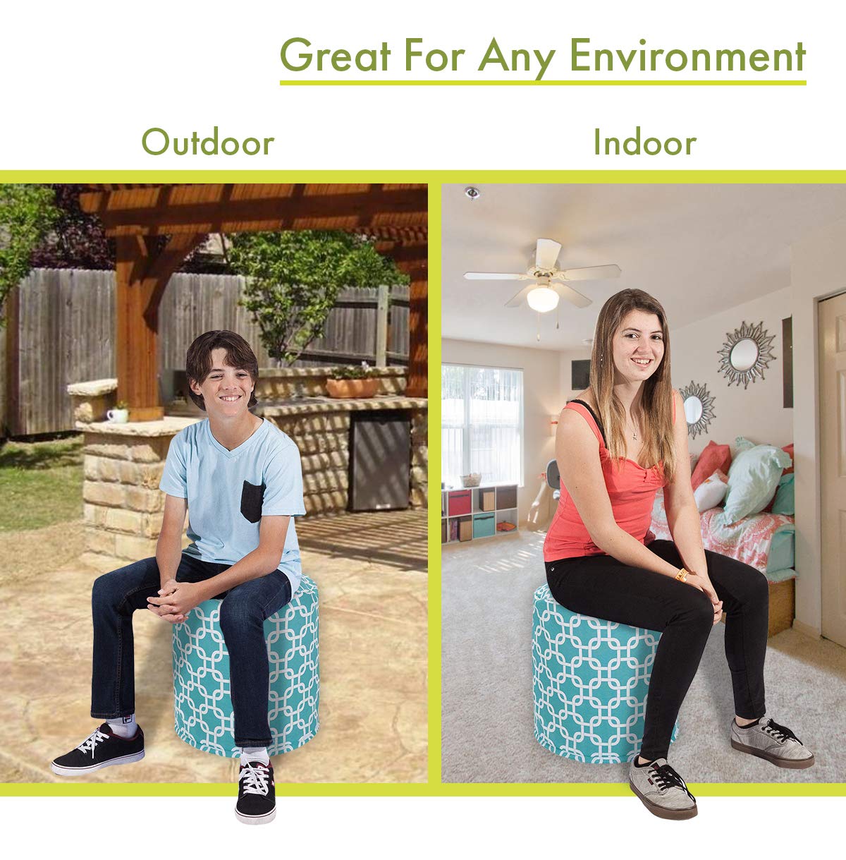 Teal Indoor/Outdoor Bean Bag Ottoman Pouf P273