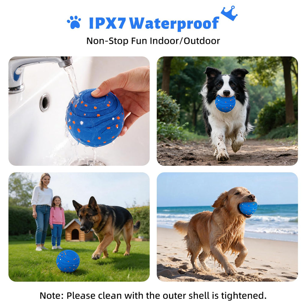 Interactive Dog Toy Ball Automatic Moving Bouncing Rotating E-TPU Waterproof Blue R587831