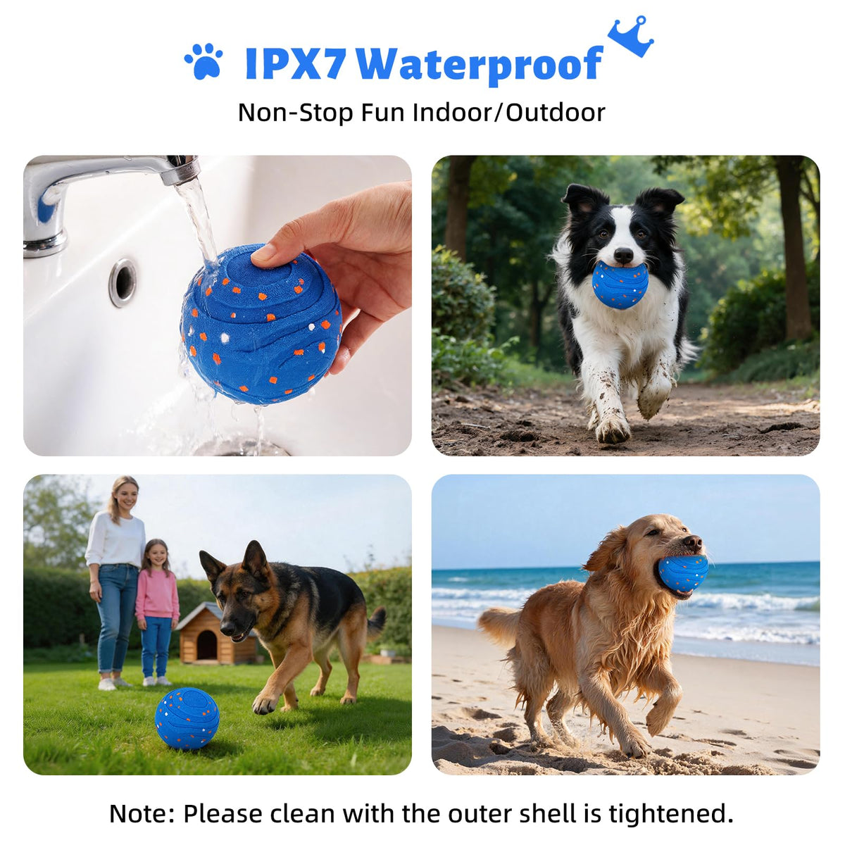 Interactive Dog Toy Ball Automatic Moving Bouncing Rotating E-TPU Waterproof Blue R587831