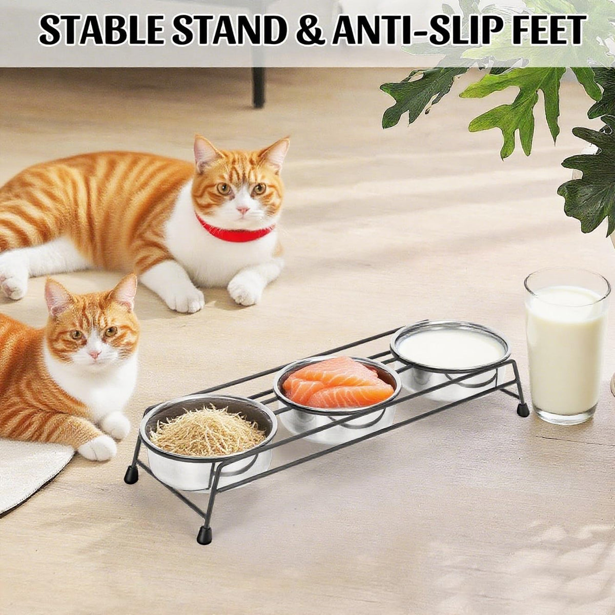 Raised Cat Bowls 3 Stainless Steel Y7144