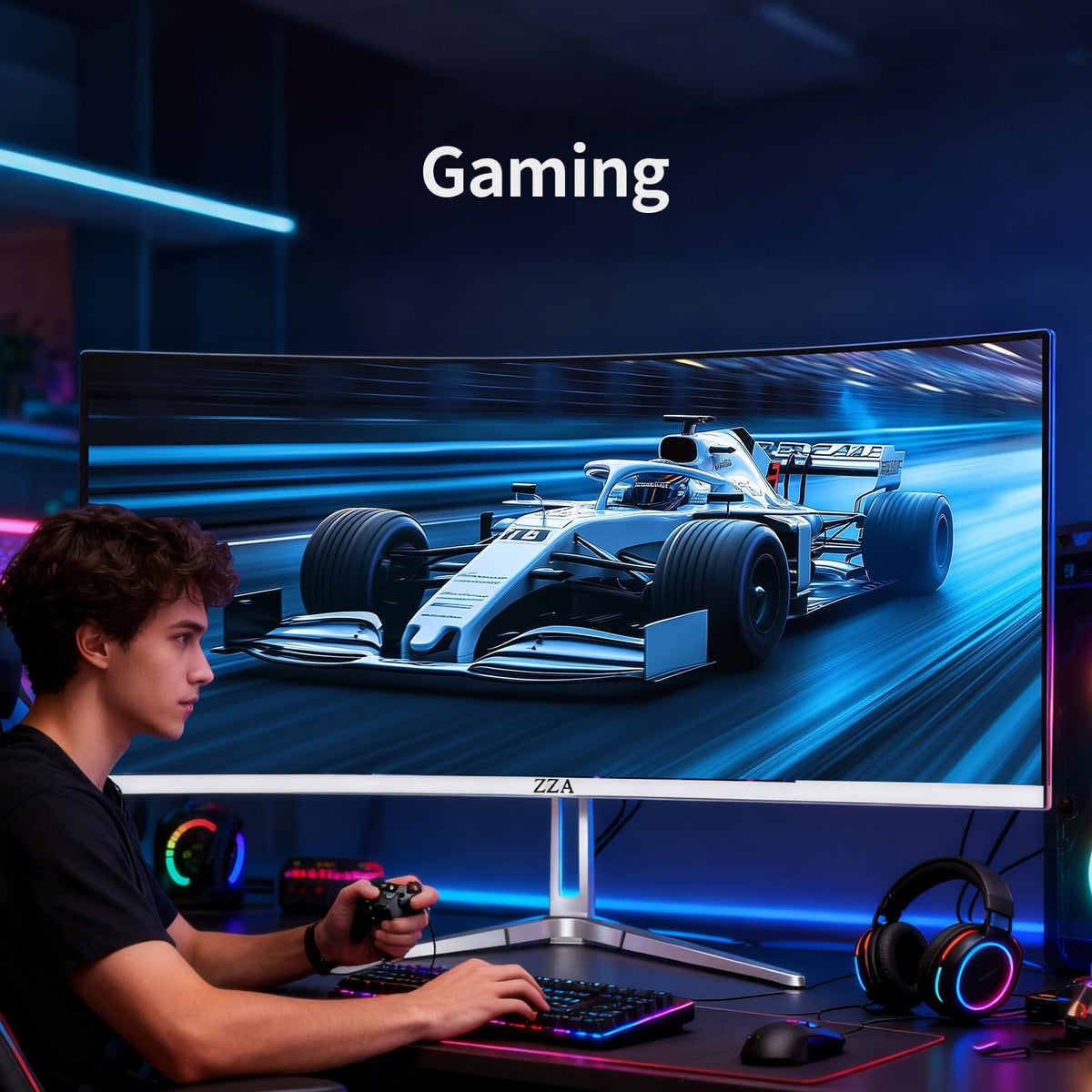 White 34'' Curved Ultrawide Gaming Monitor U563590