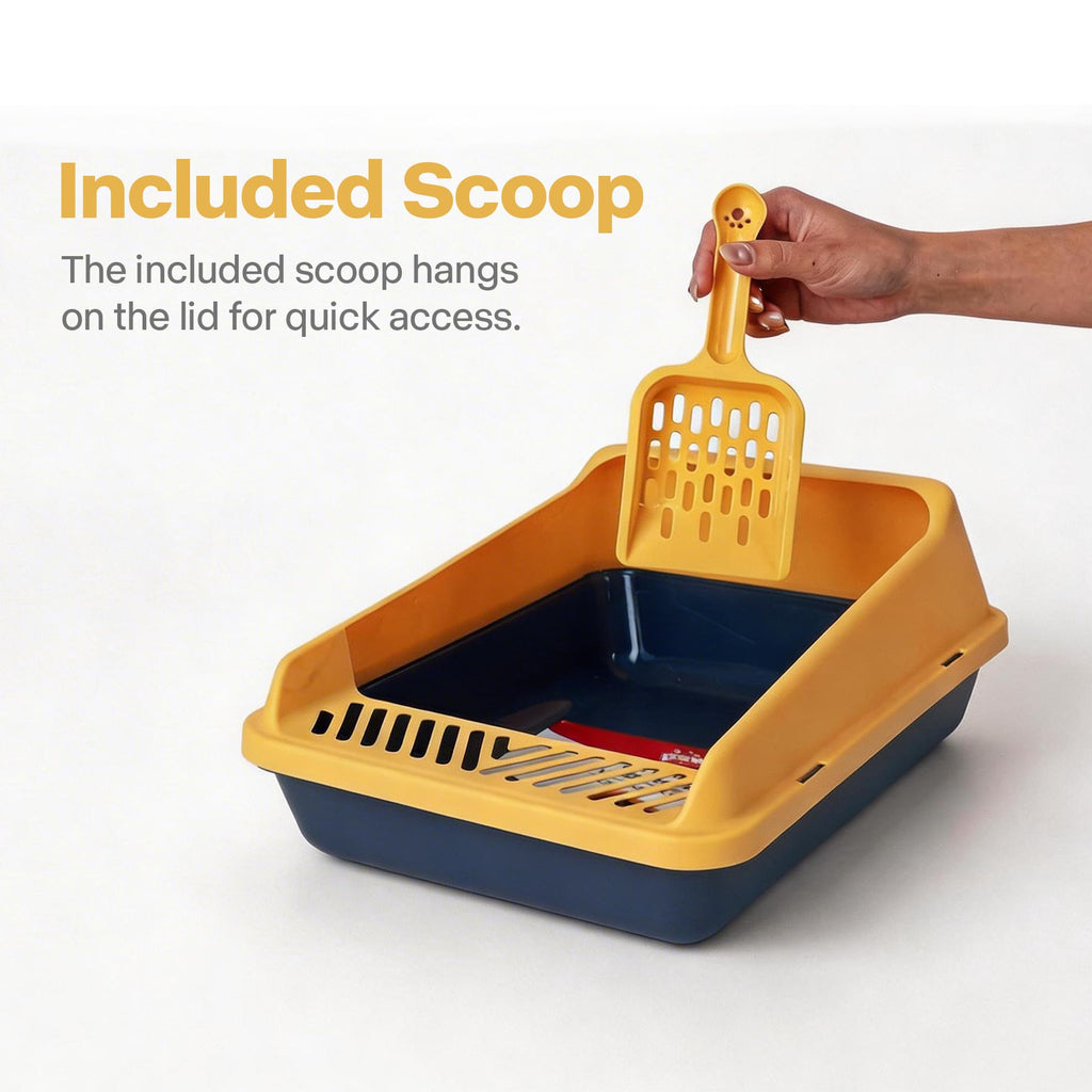 Blue Open Top Cat Litter Box with Scoop and Play Mat M398