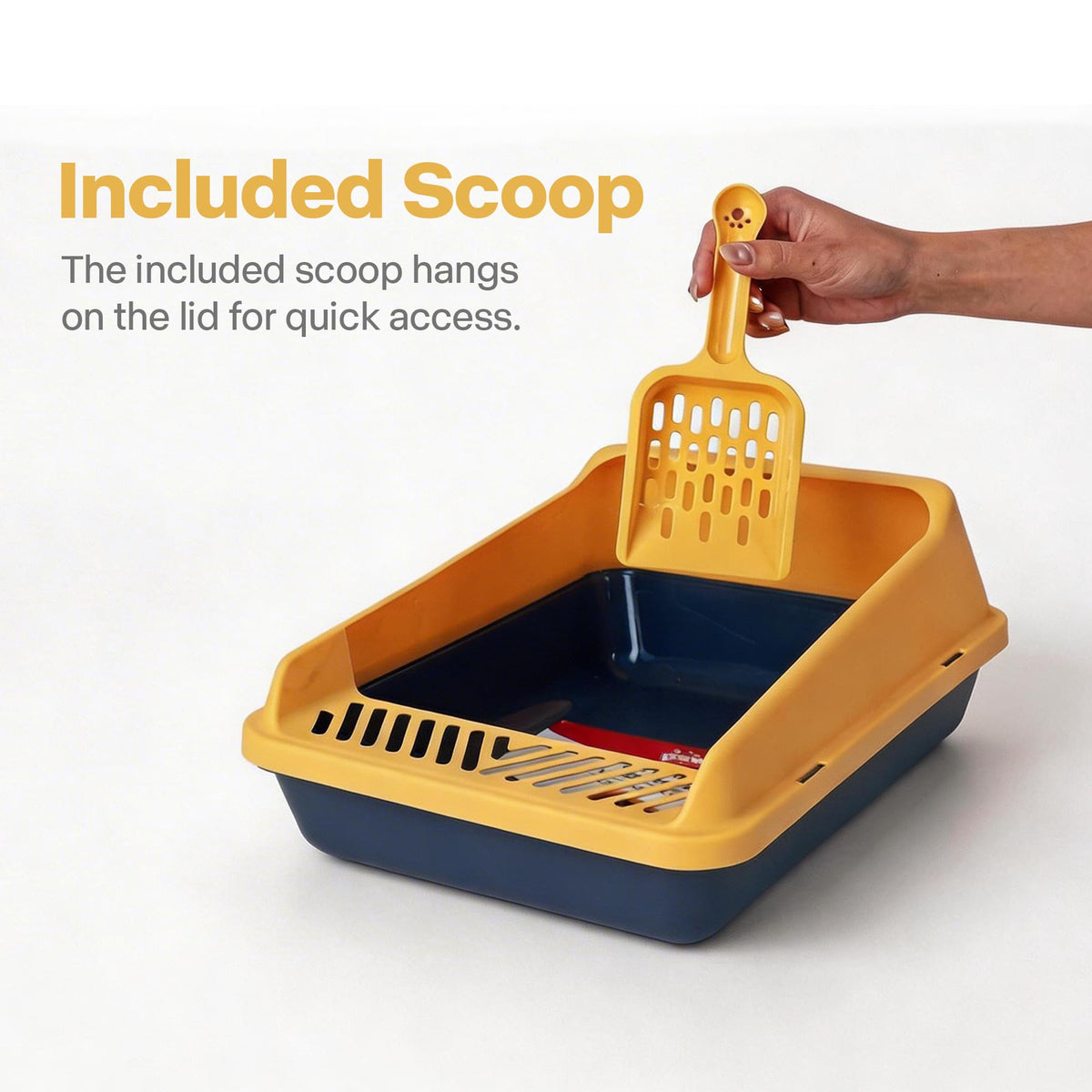 Blue Open Top Cat Litter Box with Scoop and Play Mat M398