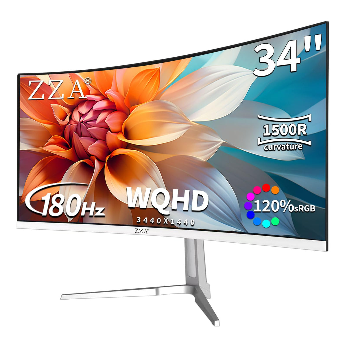 White 34'' Curved Ultrawide Gaming Monitor U563590