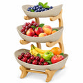 3 Tier Ceramic Fruit Basket with Bamboo Stand M222