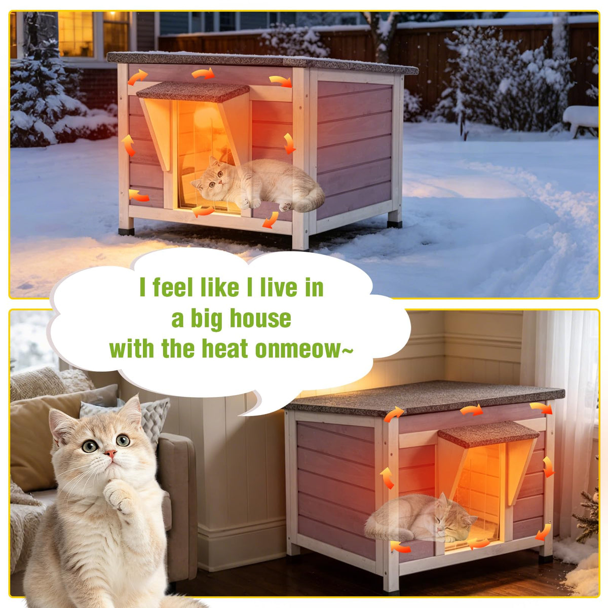 Outdoor Cat House with Insulated Liner B963