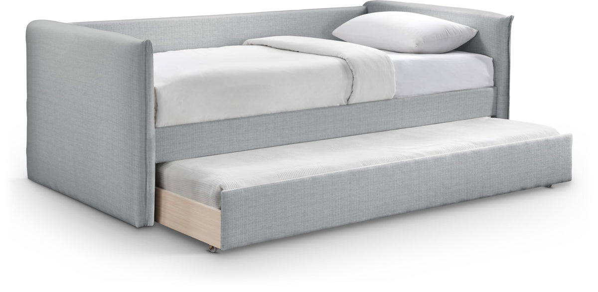 Light Grey Linen Textured Twin Daybed with Trundle M697623