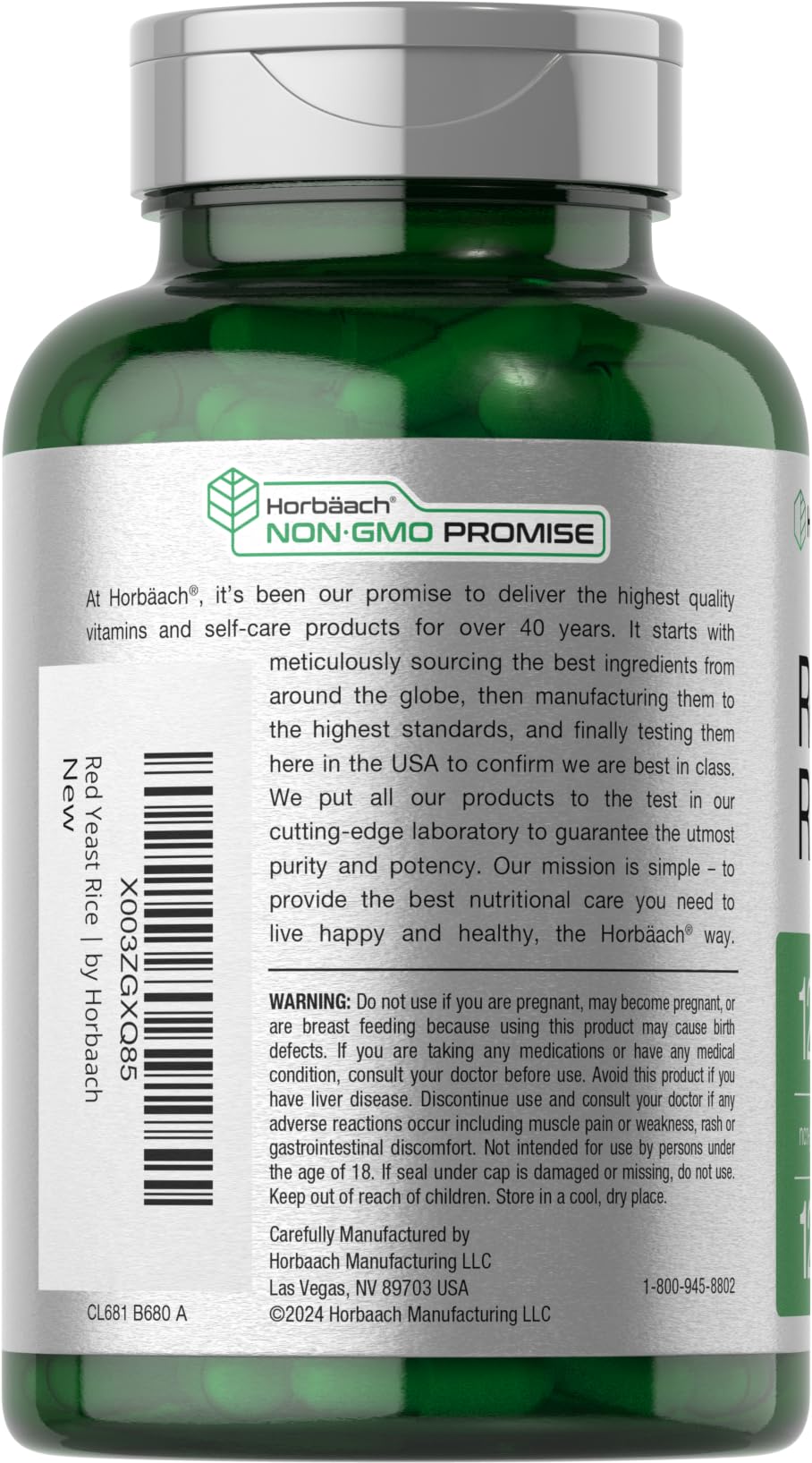 Red Yeast Rice 1200 mg 120 Capsules K66283