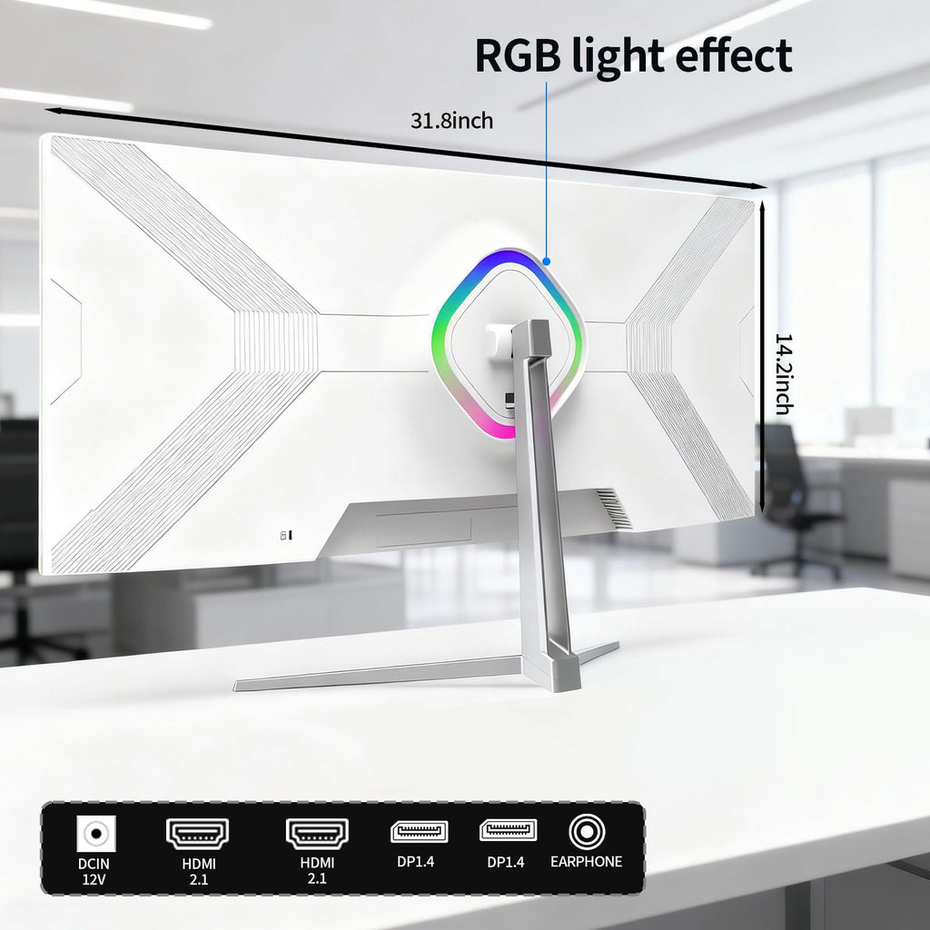 White 34'' Curved Ultrawide Gaming Monitor U563590