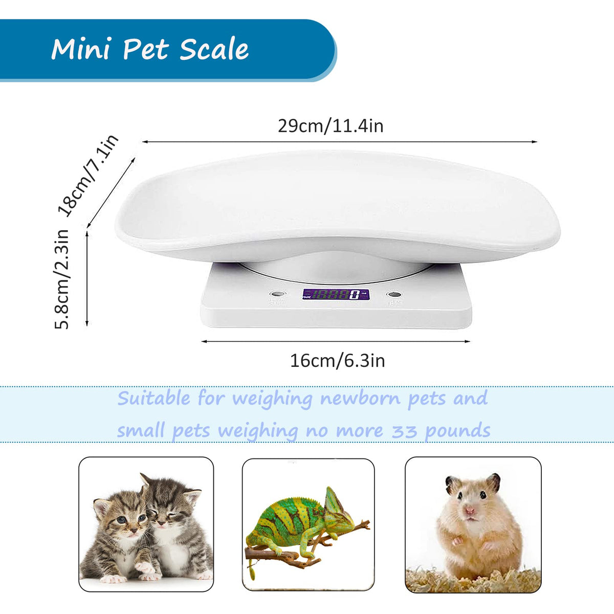 Newborn Kitten & Puppy Weight Scale White 12in x 8in C9863
