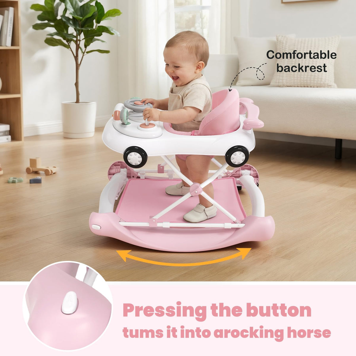 5-in-1 Convertible Baby Walker with Steering Wheel Music Activity Center M684125